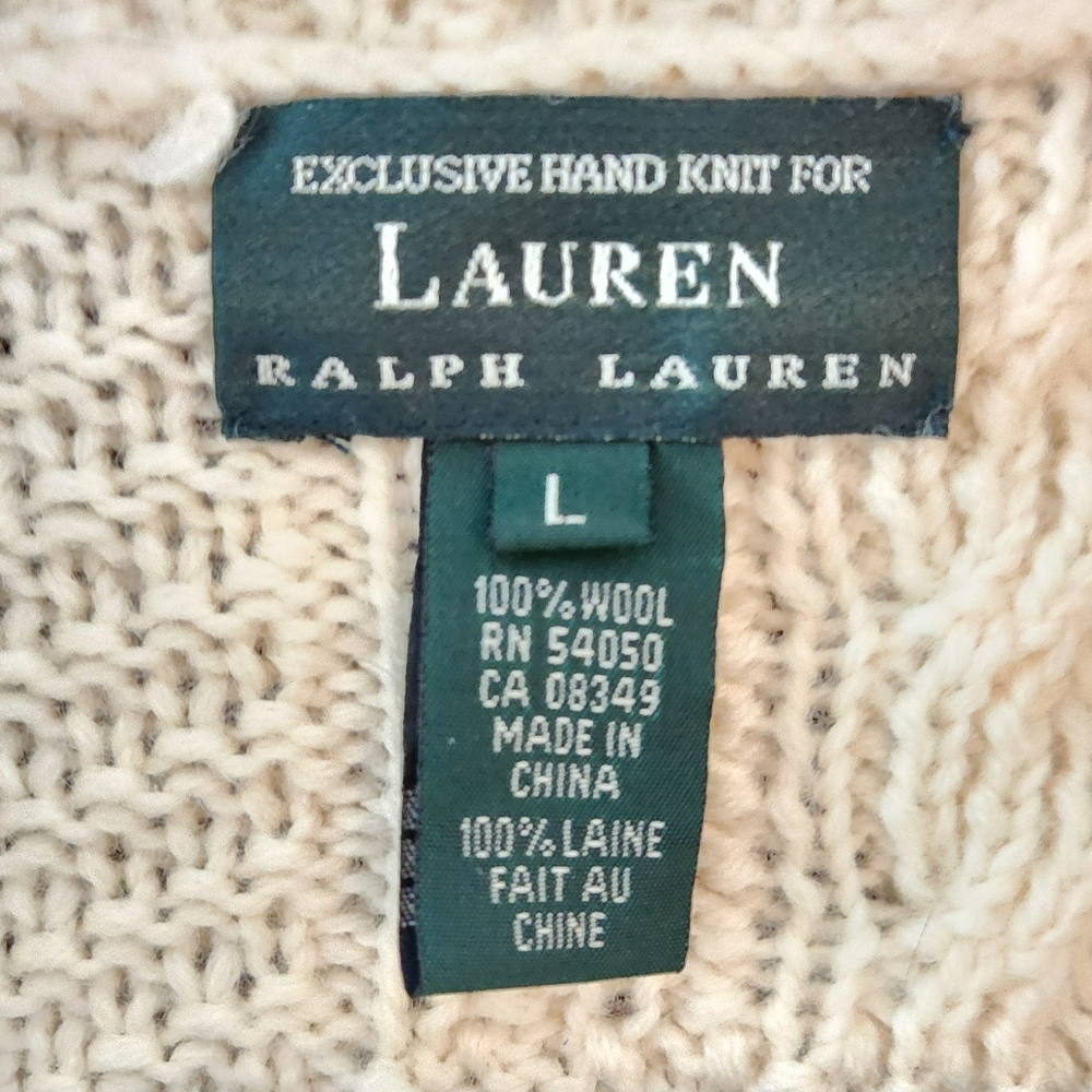 Lauren Ralph Lauren Cream Cable Knit Button-Up Sweater - Picture 2 of 10
